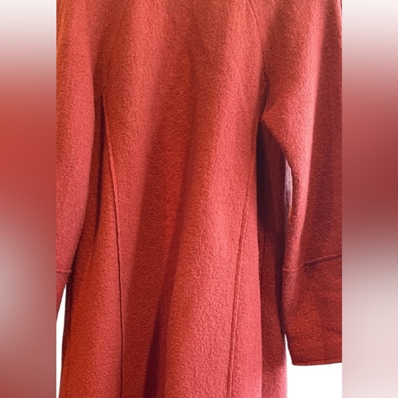 Tahari Wool Blend Open Front Raw
Seams Midi Length Coat Burnt Orange - Size L - Picture 2 of 8